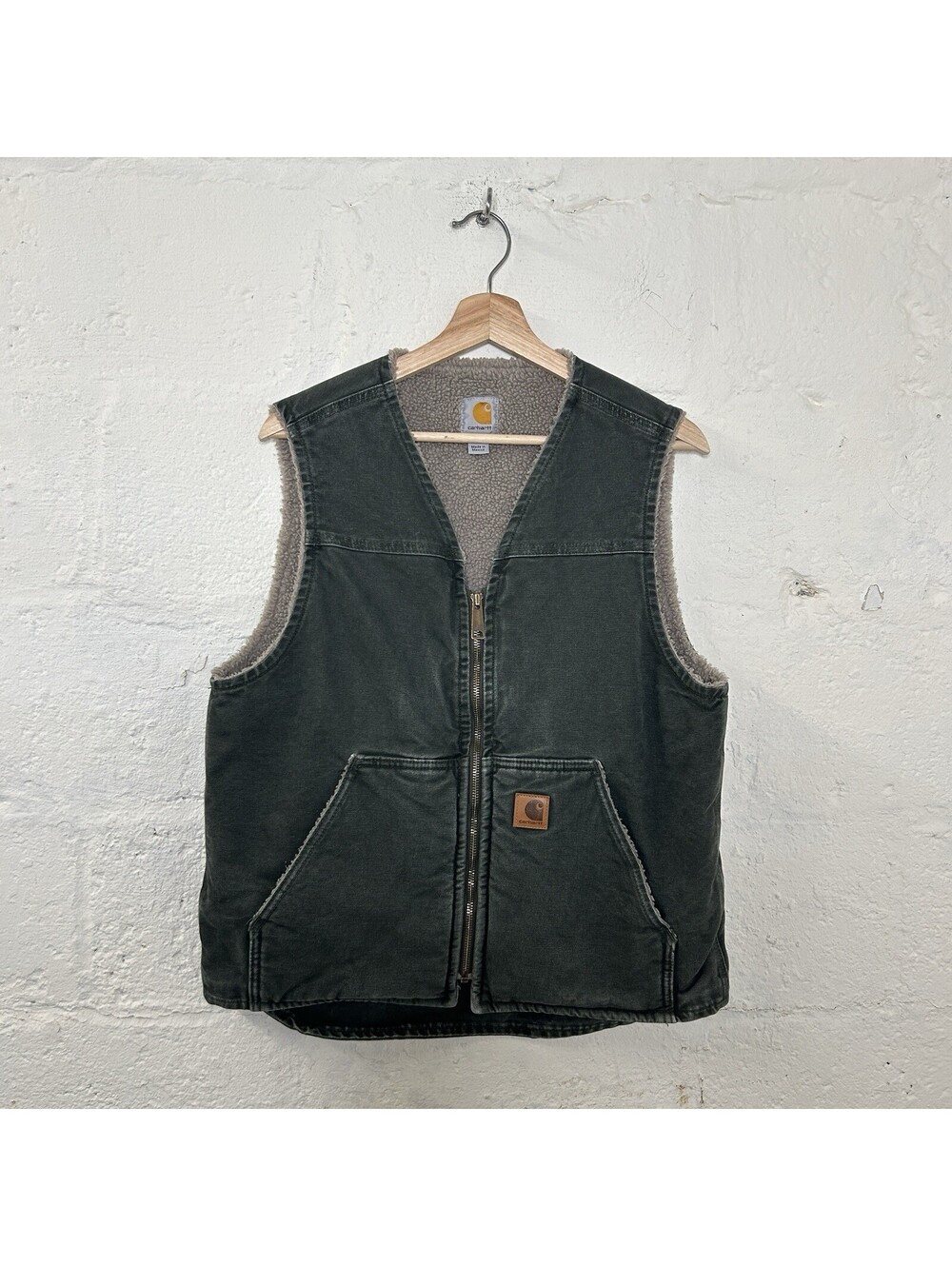 Carhartt Sandstone Sherpa-Lined Rugged Vest “Moss Green” V26 MOS Men’s Medium